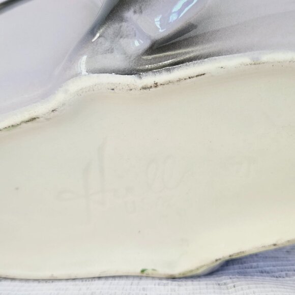 VINTAGE HULL 71 PARCHMENT GREY AND PINK CONSOLE PLANTER CENTERPIECE BOWL 12.5" - Picture 5 of 12